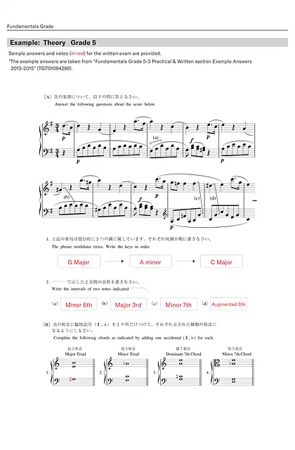yamaha雅马哈Examples of Theory (Grade 5)_Theory and 4-Part Harmony (Grade 4)_Song Arrangement (Grade 3)